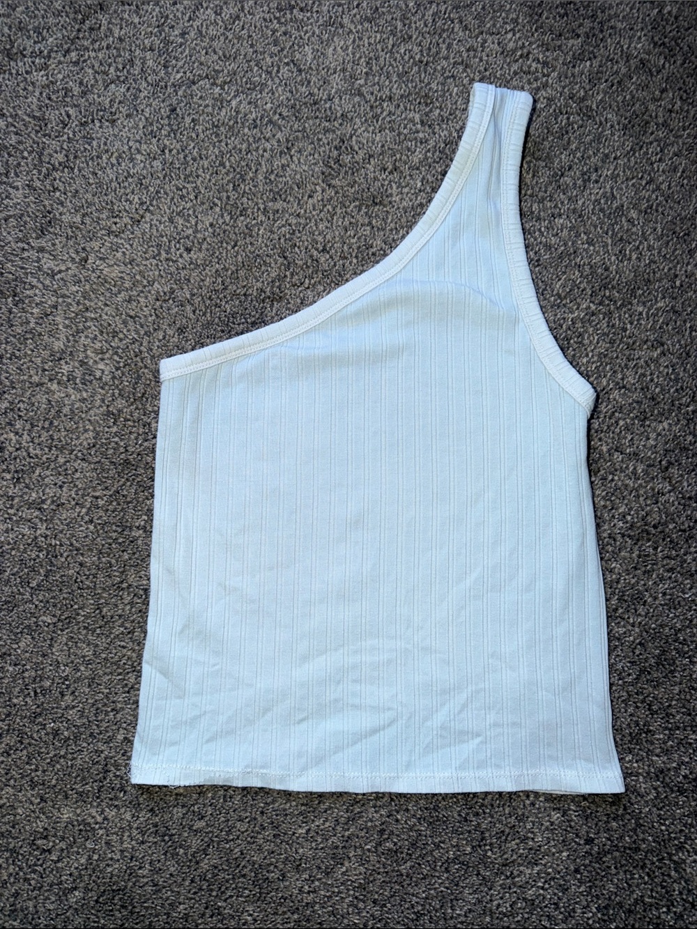American Eagle Outfitters One-Shoulder Ribbed Tank Top - White